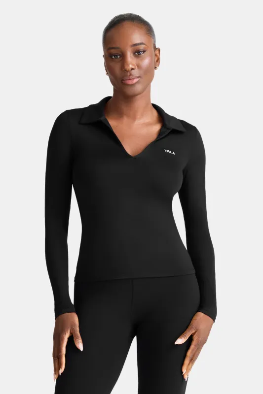 DayFlex Long Sleeve Lightweight Polo - Shadow Black sold by TALA