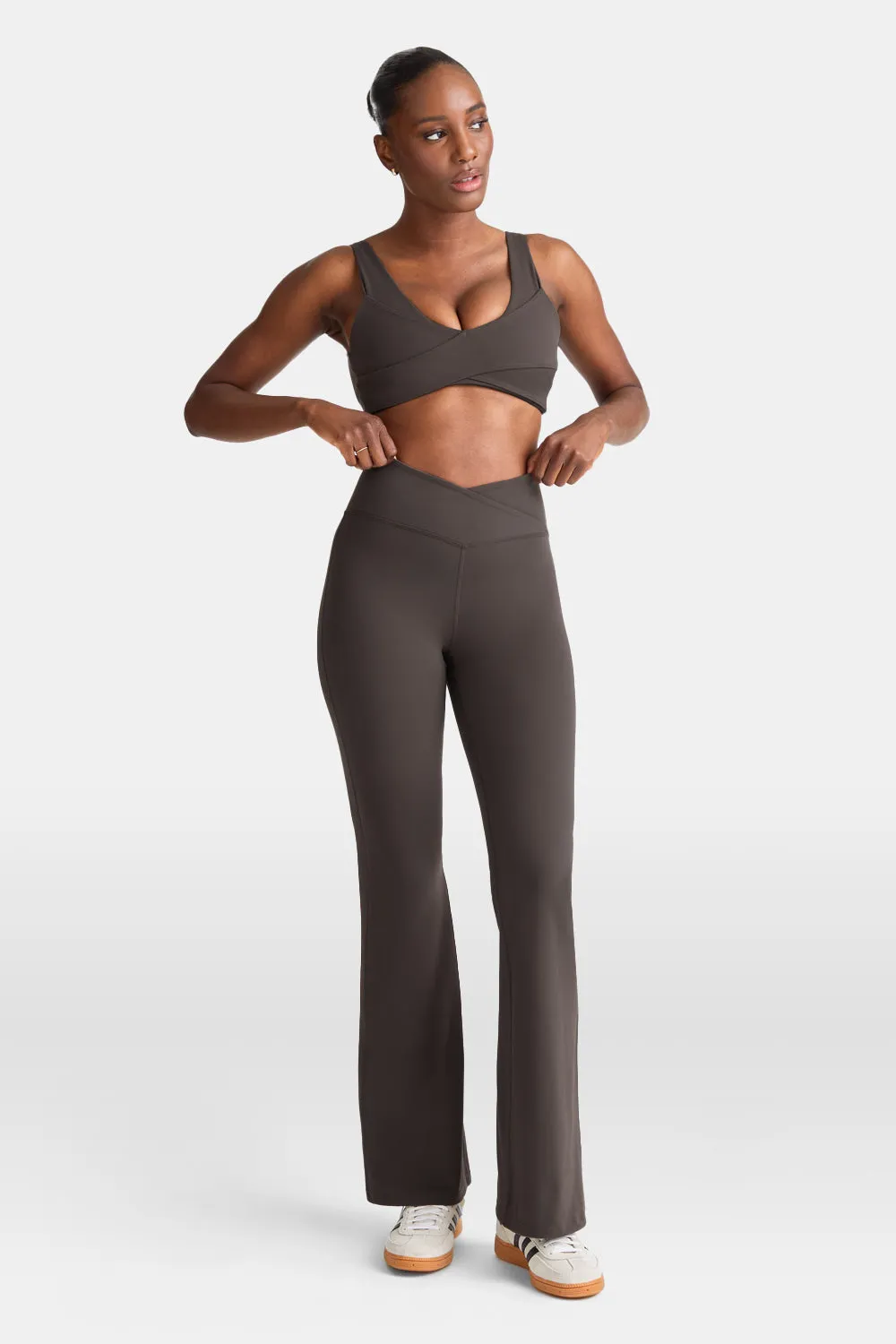 DayFlex Wrap Flared Yoga Pant - Mocha Brown sold by TALA