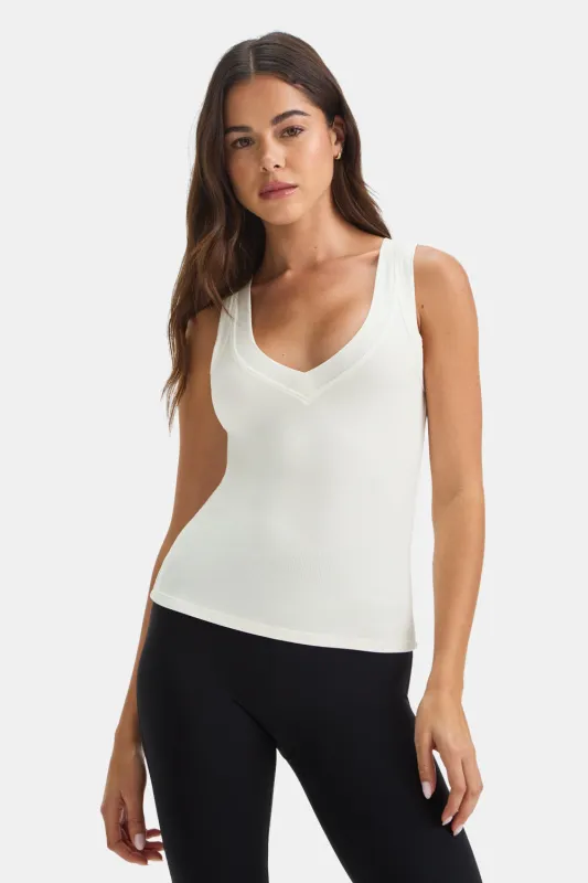 365 Sculpting Lounge Reversible Tank - Coconut Milk sold by TALA