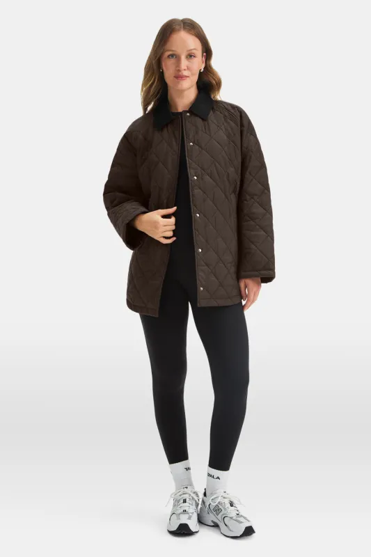 Quilted Reversible Barn Jacket - Americano / Black sold by TALA