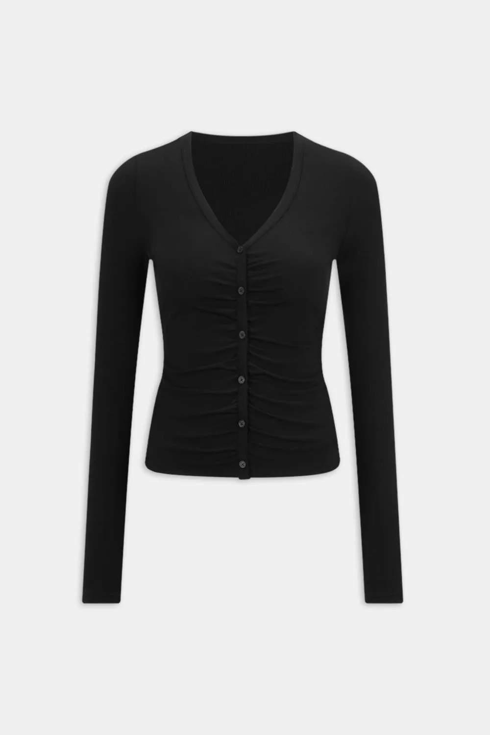 365 Sculpting Lounge Gathered Button Up Cardigan - Shadow Black sold by TALA product image thumbnail 2