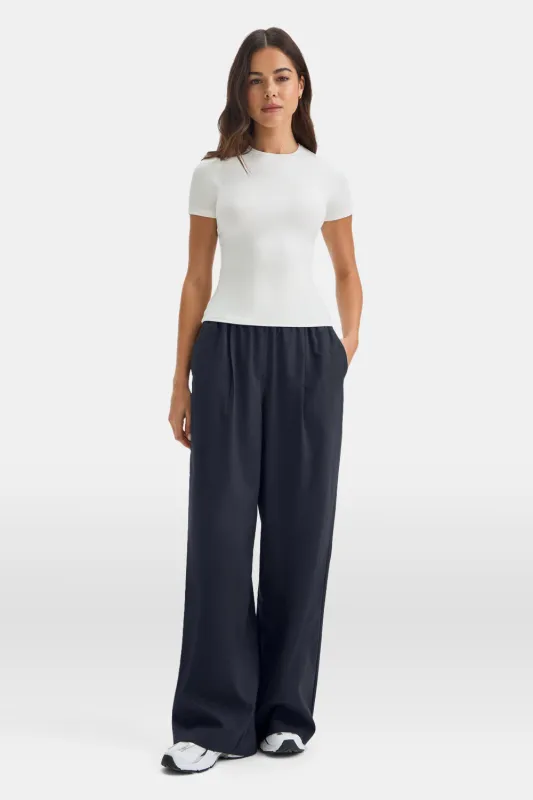 Drawstring Wide Leg Trousers - Midnight Navy sold by TALA