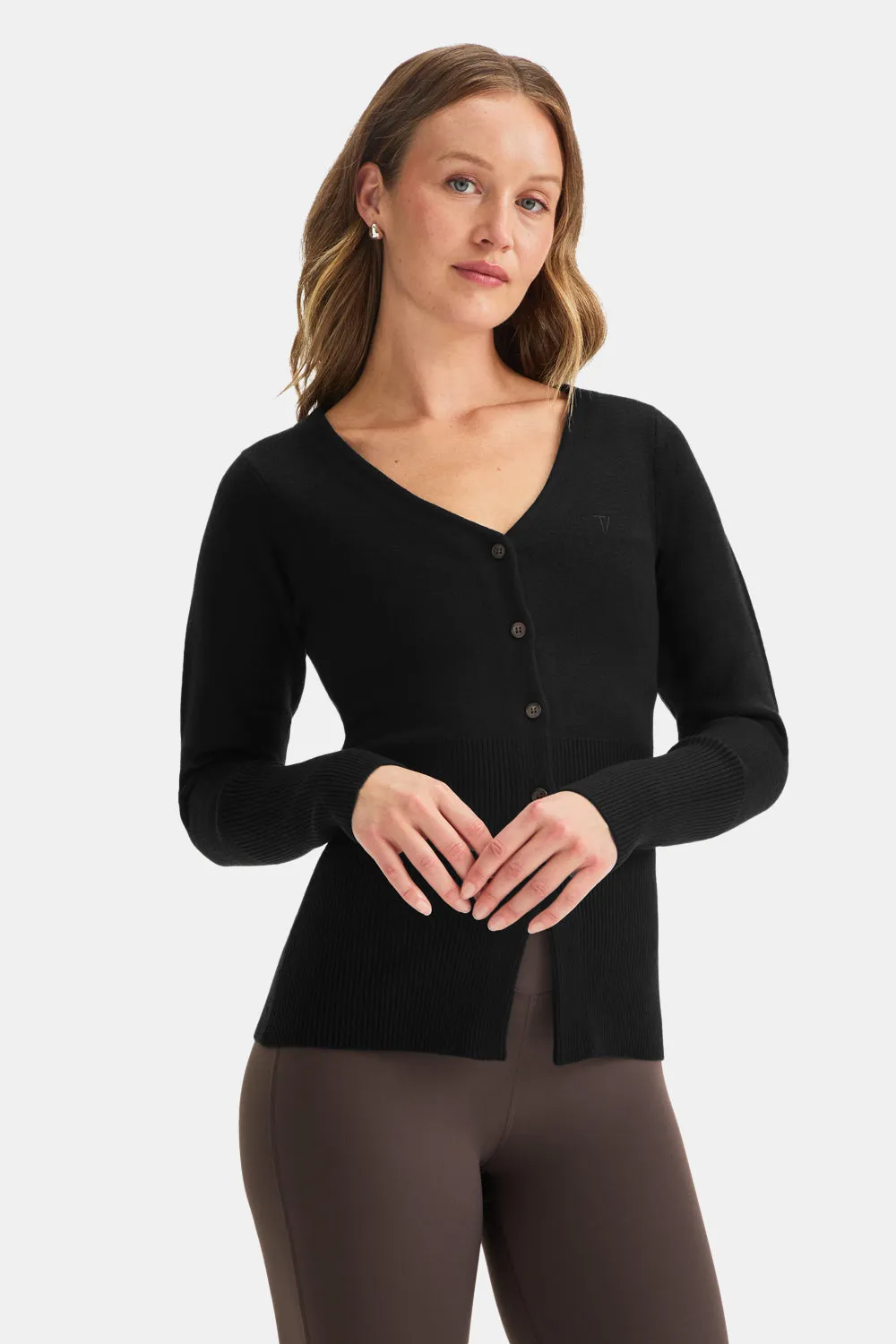 Knit-Waisted Cardigan - Black sold by TALA