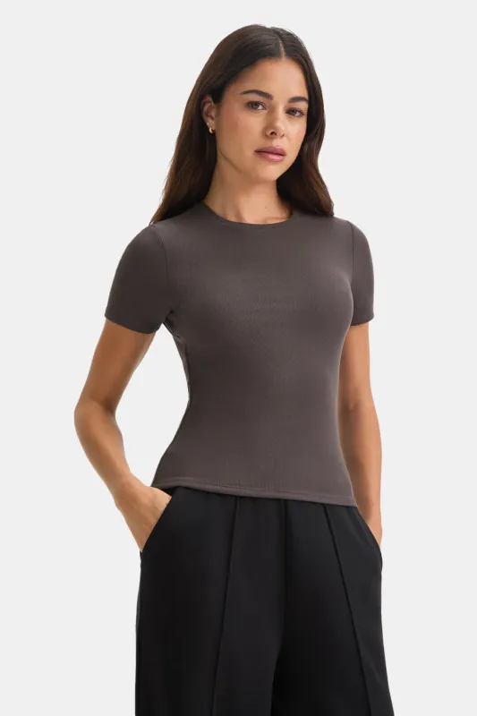 365 Sculpting Lounge T-Shirt - Mocha Brown sold by TALA