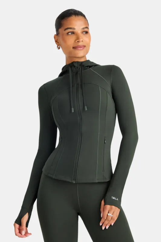 SkinLuxe Hooded Running Jacket - Dark Moss sold by TALA