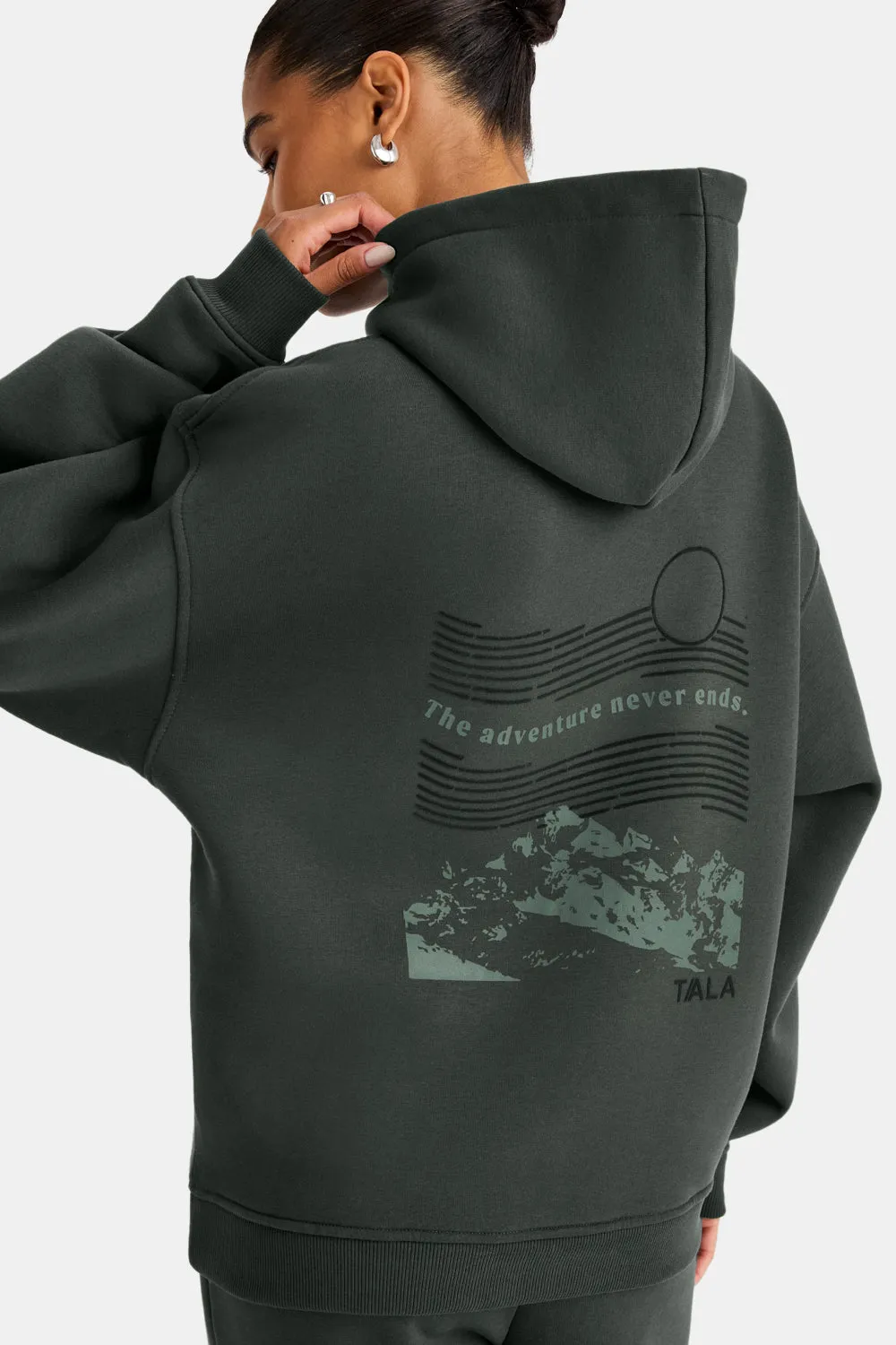 Outdoors Graphic Oversized Hoodie - Dark Moss sold by TALA product image thumbnail 3