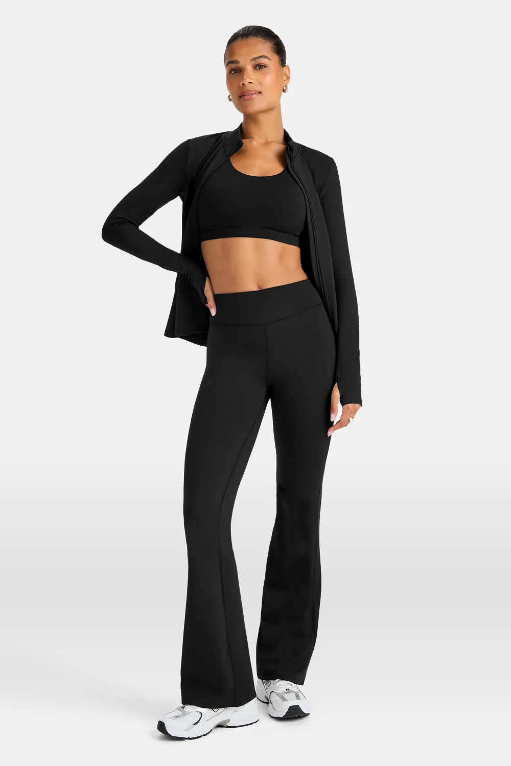 SkinLuxe Fleece High Waisted Flared Yoga Pant - Shadow Black sold by TALA
