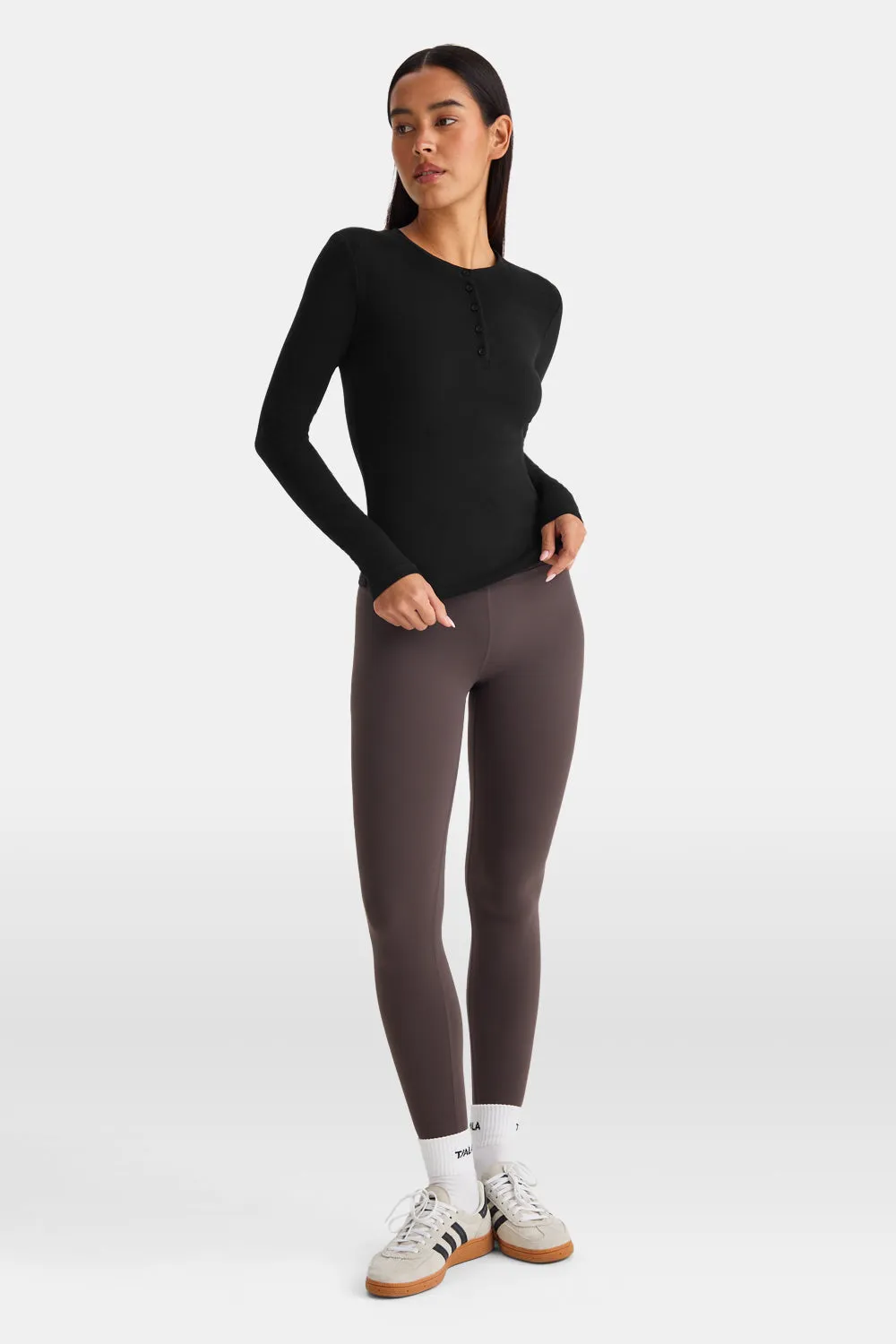 365 Core Cotton Long Sleeve Henley Top - Black sold by TALA product image thumbnail 3