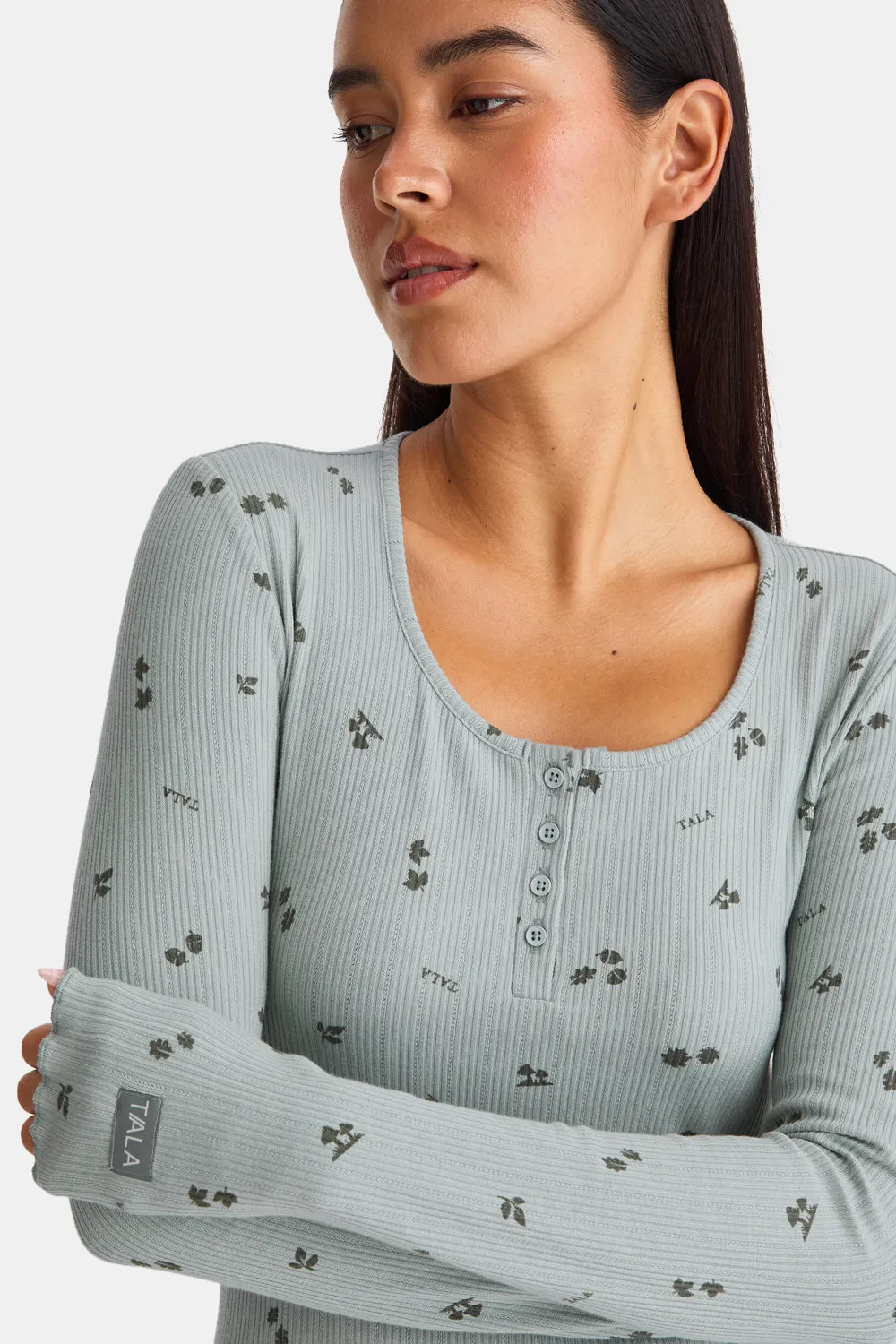 Henley Pyjama Top - Sage Woodland Print sold by TALA product image thumbnail 5