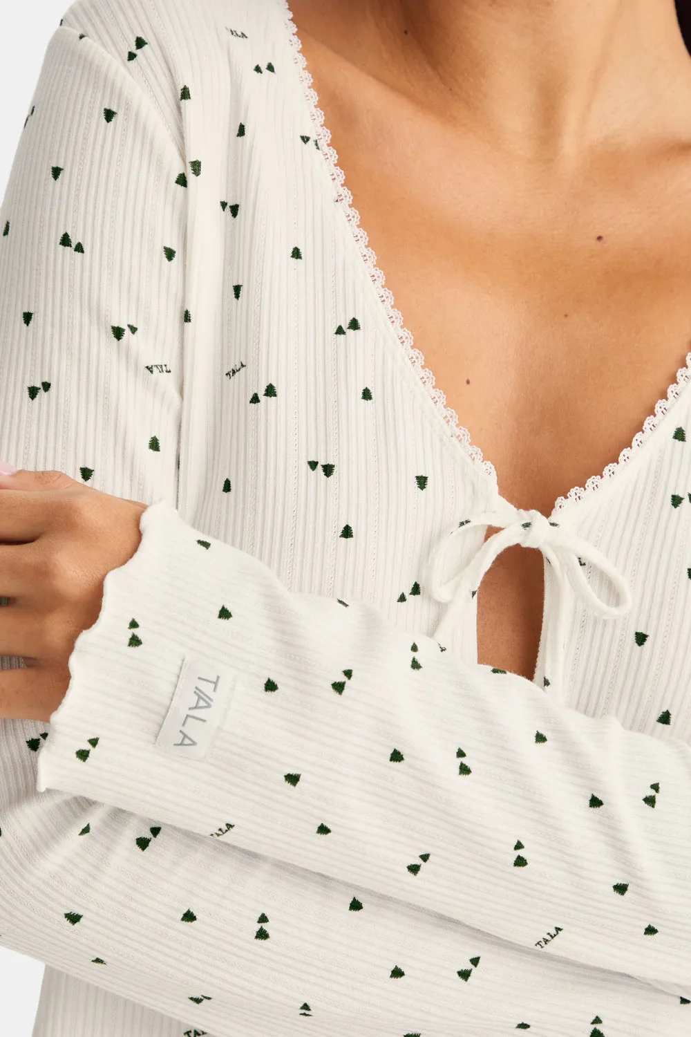 Tie Up Pyjama Cardigan - Ivory Forest Print sold by TALA product image thumbnail 4