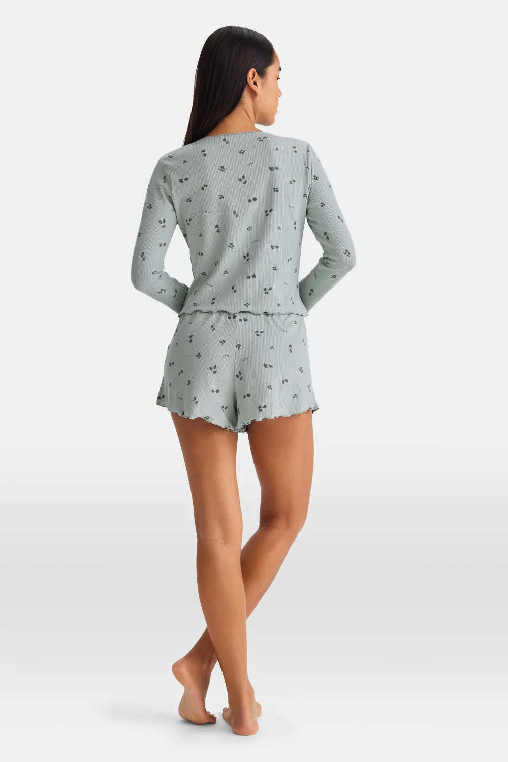 Tie Up Pyjama Cardigan - Sage Woodland Print sold by TALA product image thumbnail 5