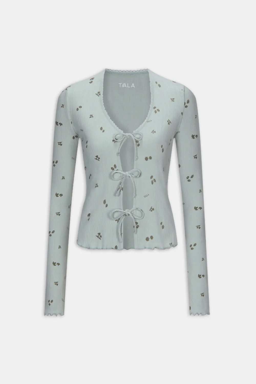 Tie Up Pyjama Cardigan - Sage Woodland Print sold by TALA product image thumbnail 2