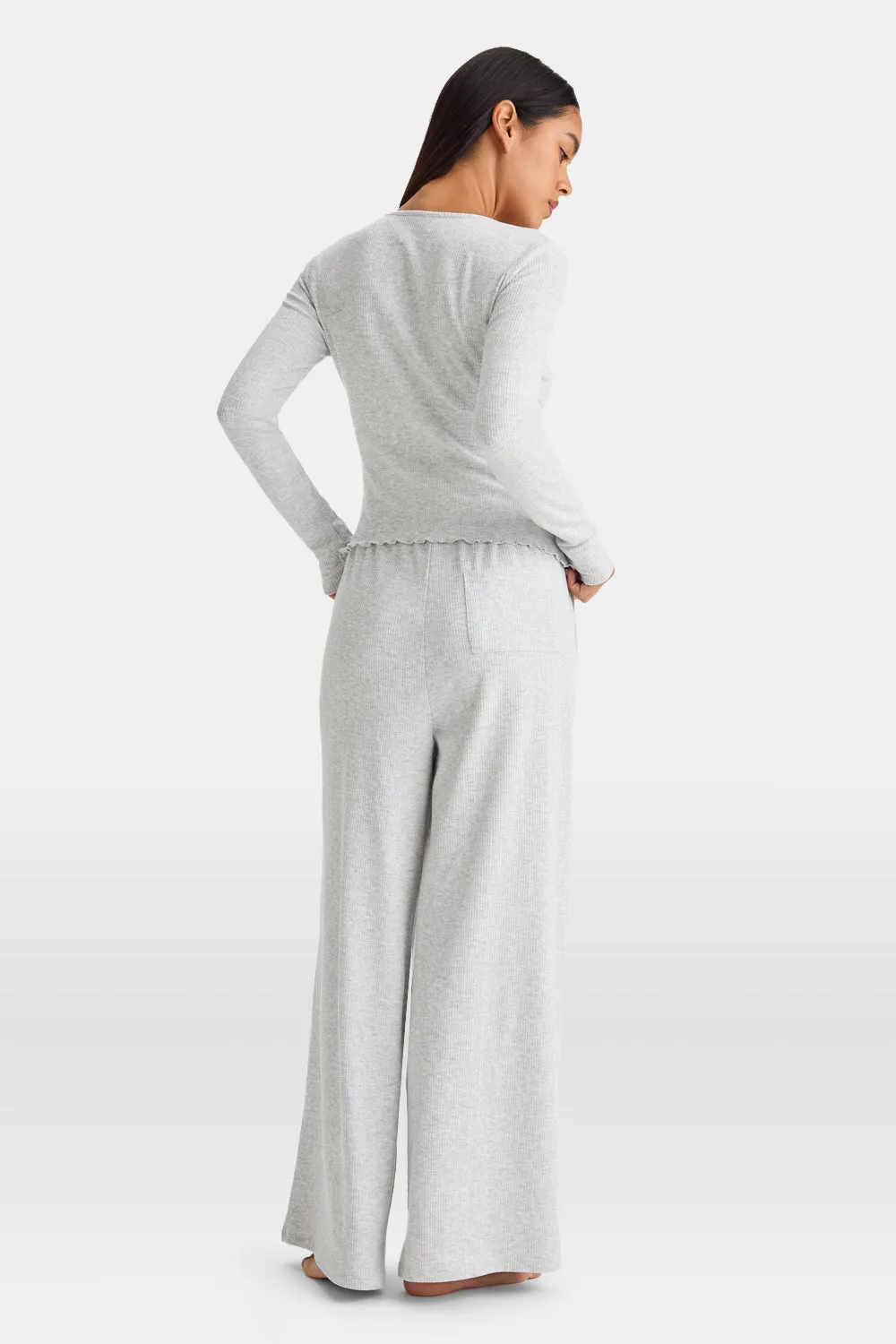 Henley Pyjama Top - Grey Marl sold by TALA product image thumbnail 5