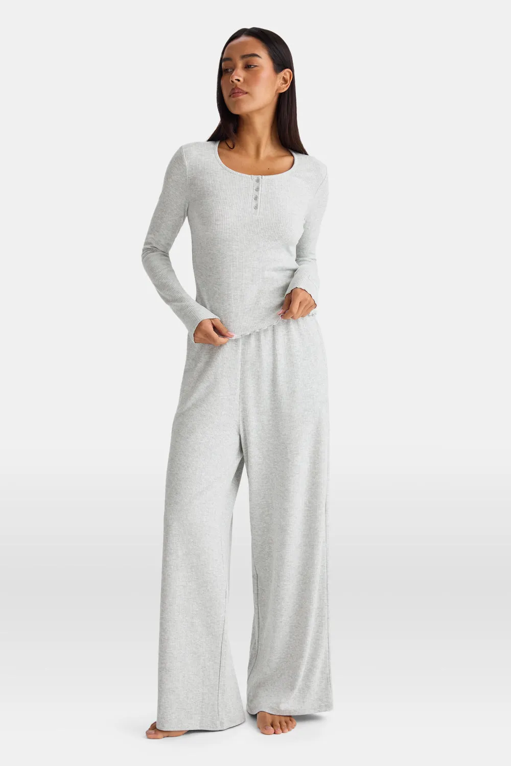 Henley Pyjama Top - Grey Marl sold by TALA product image thumbnail 4