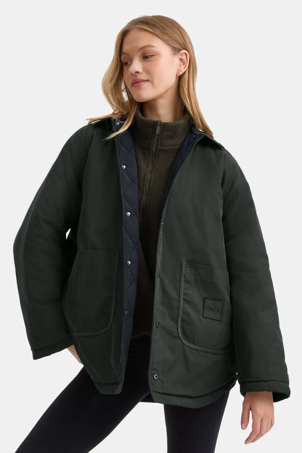 Quilted Reversible Barn Jacket - Dark Moss / Black sold by TALA product image thumbnail 3