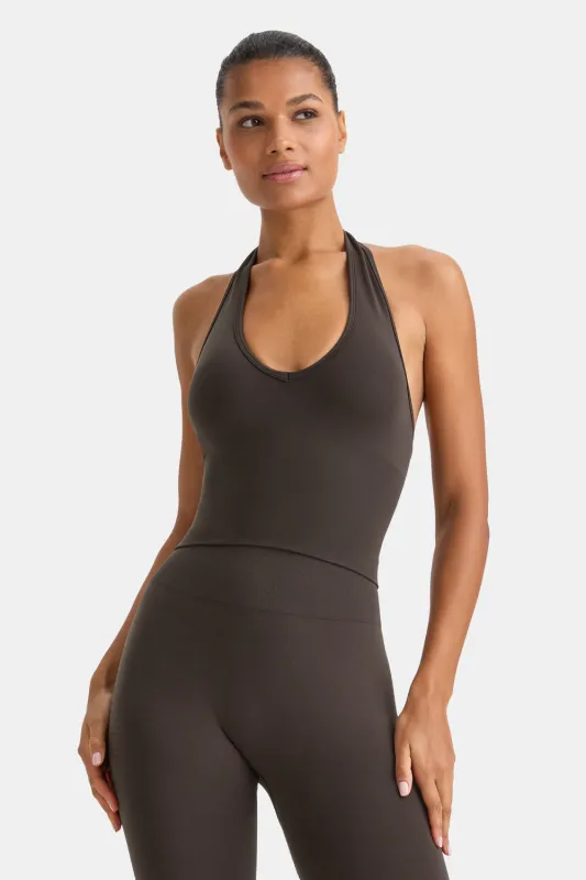 Sculpt Seamless Halter Tank - Espresso Brown sold by TALA