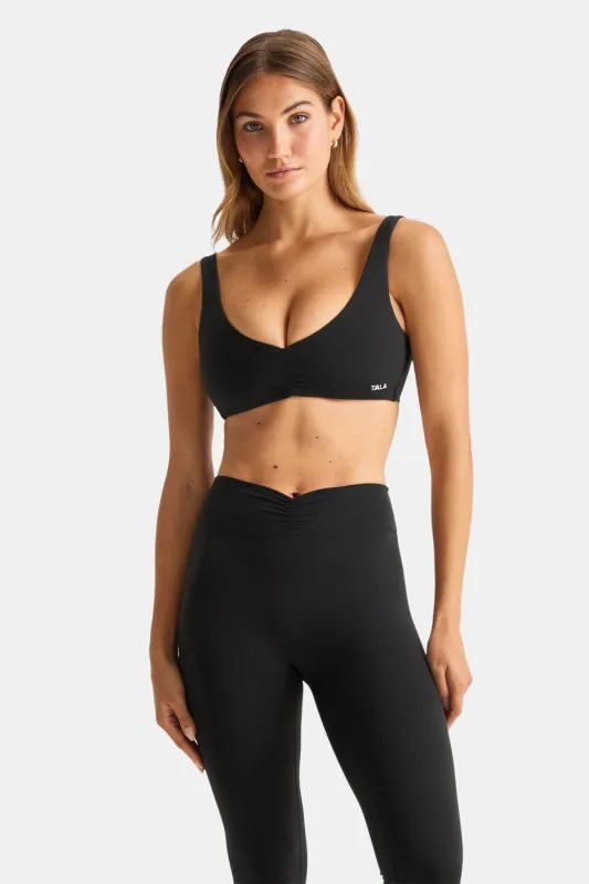 DayFlex Ruched Front Sports Bra - Shadow Black sold by TALA