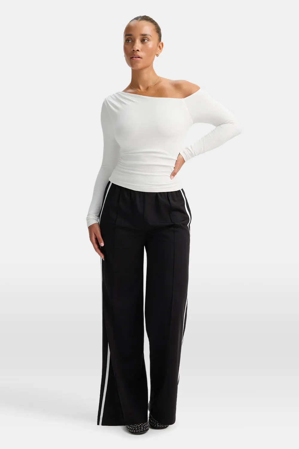 365 Asymmetric Ruched Long Sleeve Top - Coconut Milk sold by TALA product image thumbnail 4