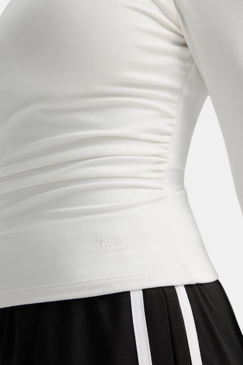 365 Asymmetric Ruched Long Sleeve Top - Coconut Milk sold by TALA product image thumbnail 5