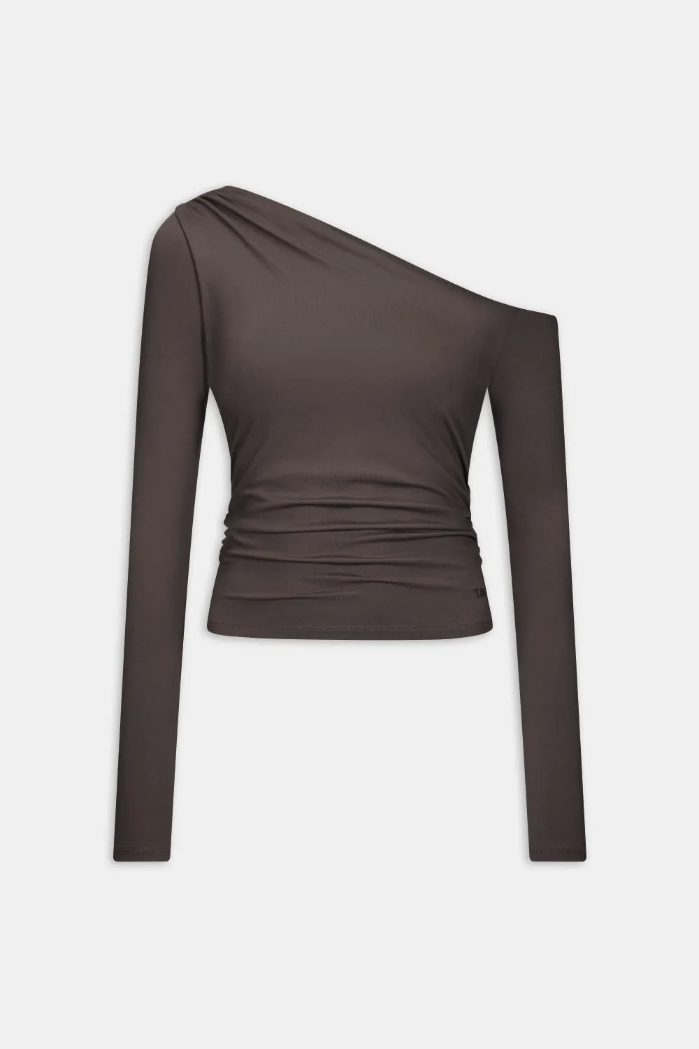 365 Asymmetric Ruched Long Sleeve Top - Mocha Brown sold by TALA product image thumbnail 2