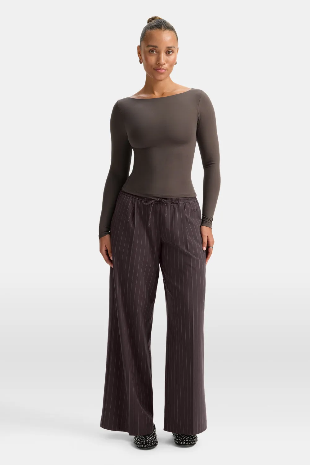 365 Boat Neck Long Sleeve Top - Mocha Brown sold by TALA product image thumbnail 5