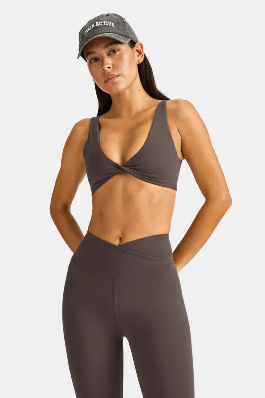 DayFlex Twist Front Sports Bra - Mocha Brown sold by TALA