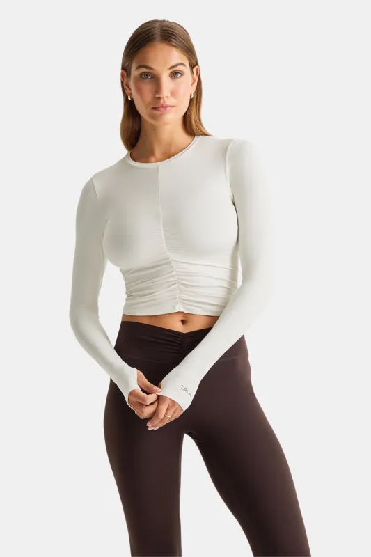 UltraLite Ruched Long Sleeve Top - Ivory sold by TALA