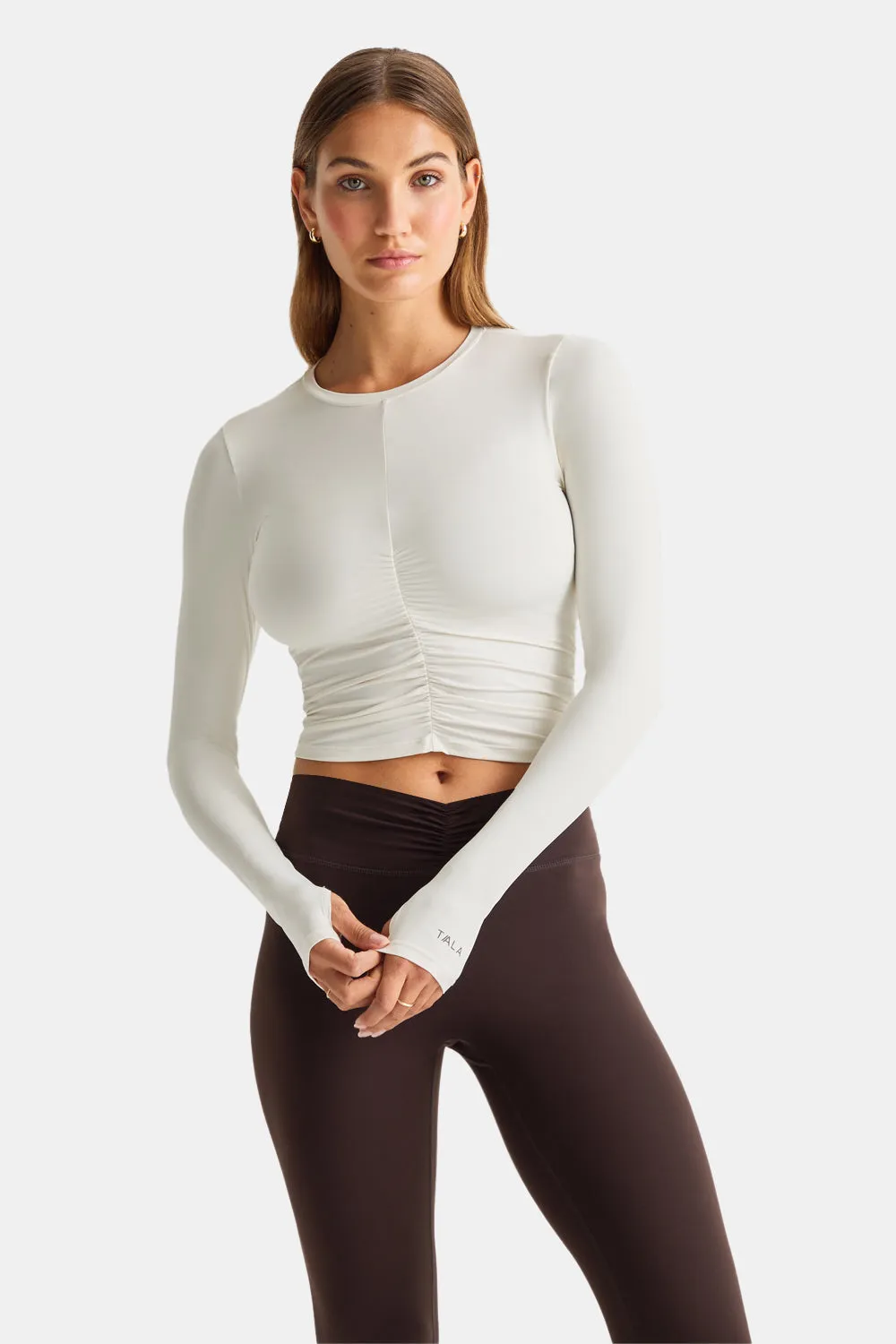UltraLite Ruched Long Sleeve Top - Ivory sold by TALA