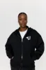 OVERSIZED ZIP THROUGH LOGO HOODIE - BLACK sold by TALA