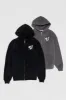 OVERSIZED ZIP THROUGH LOGO HOODIE - BLACK sold by TALA