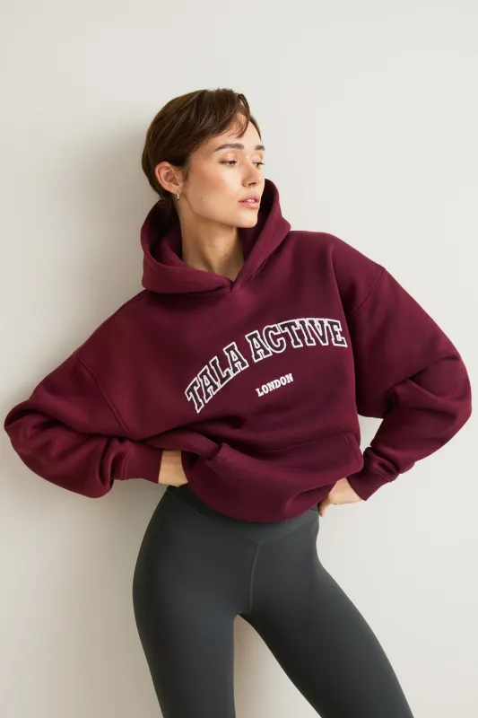 TALA Applique Oversized Hoodie - Burgundy sold by TALA