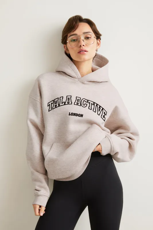 TALA Applique Oversized Hoodie - Oat Marl sold by TALA