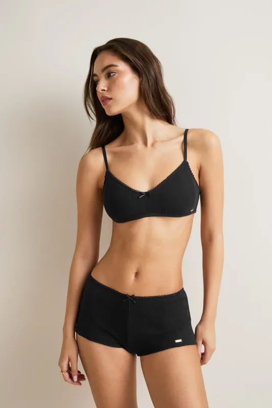 Pointelle Boxer Brief - Black sold by TALA