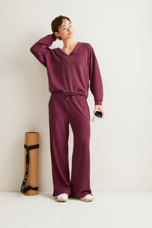 Plush Wide Leg Jogger - Cranberry sold by TALA