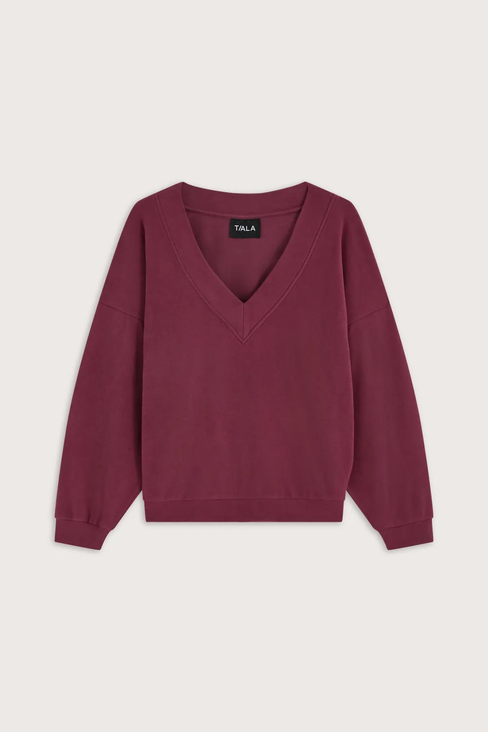 Plush Oversized V Neck Sweatshirt - Cranberry sold by TALA product image thumbnail 2