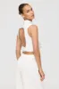 Monaco Linen Blend Mock Neck Tie Back Crop Top - Coconut Milk sold by TALA