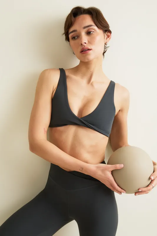 DayFlex Twist Front Sports Bra - Slate Green sold by TALA