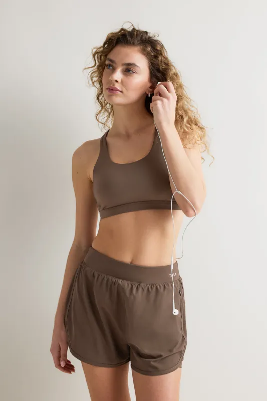 SkinLuxe Tank Sports Bra - Cortado Brown made by TALA
