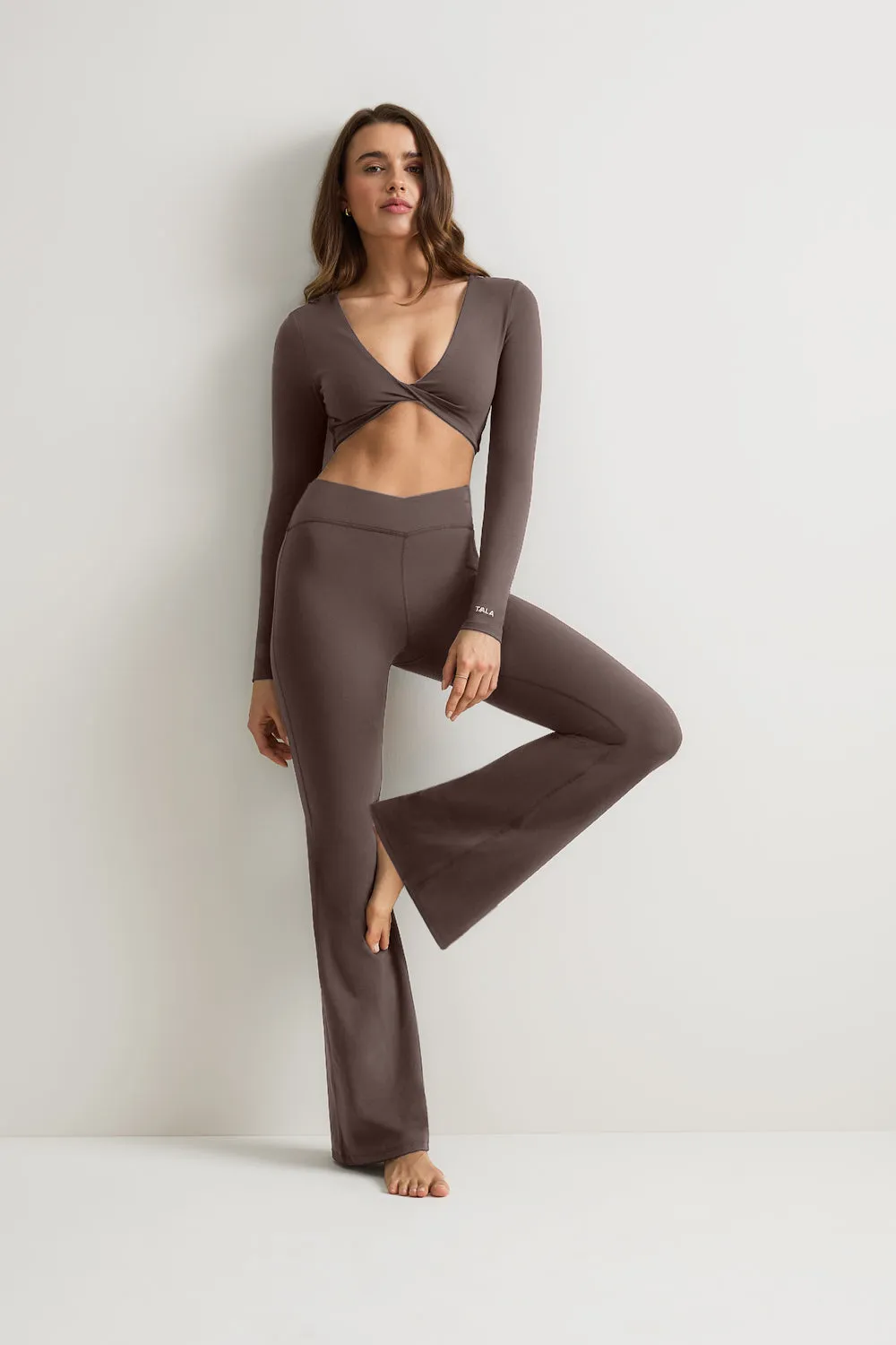 DayFlex Twist Front Long Sleeve Top - Mocha Brown sold by TALA product image thumbnail 3