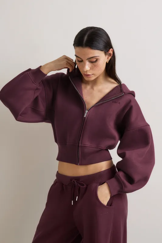 Cocoon Zip Through Hoodie - Fig made by TALA
