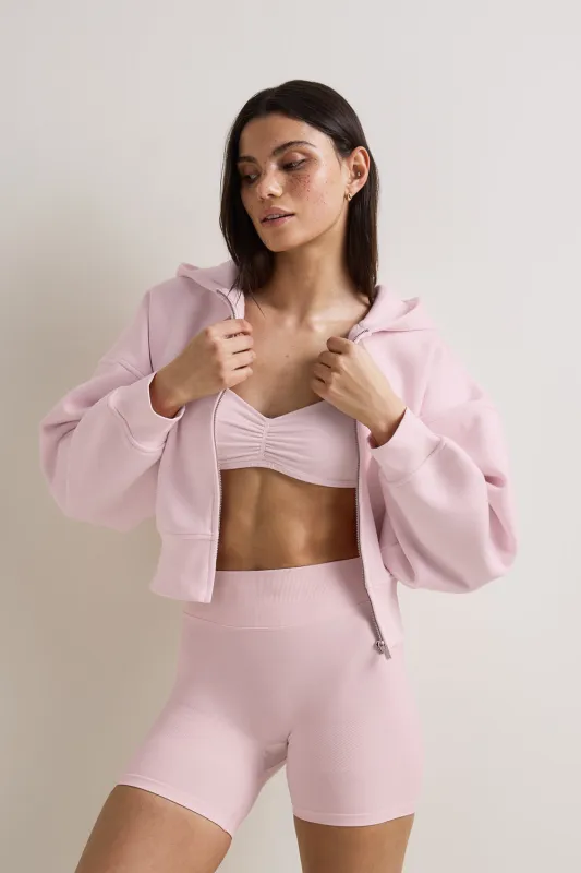 Cocoon Zip Through Hoodie - Ballet Pink made by TALA