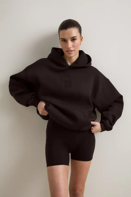 Oversized Embossed Logo Hoodie - Americano made by TALA