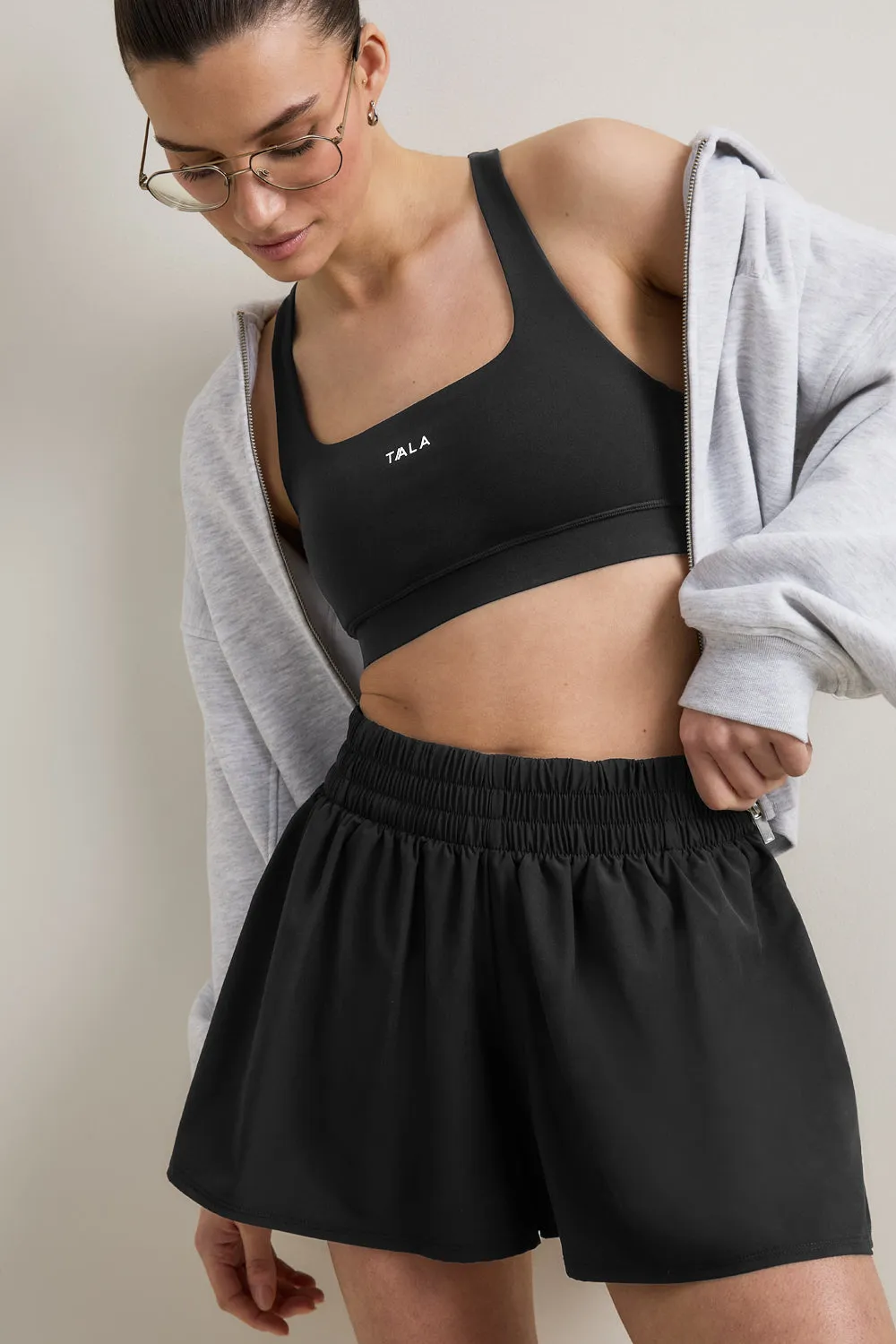 SkinLuxe Ruched Waist Floaty Short - Shadow Black sold by TALA product image thumbnail 5