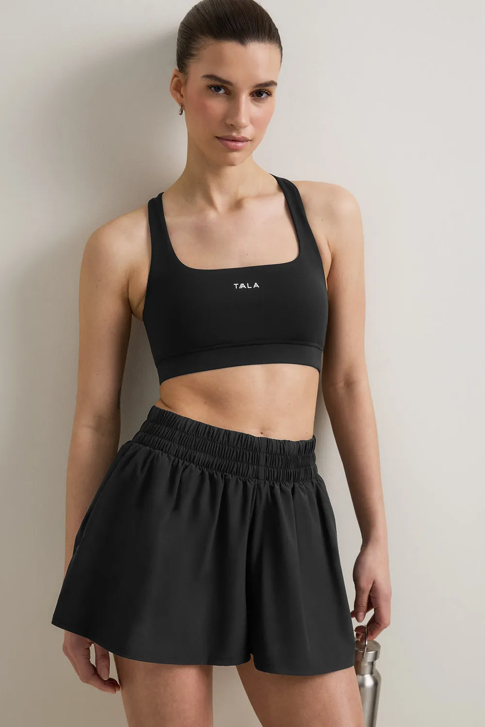 SkinLuxe Ruched Waist Floaty Short - Shadow Black sold by TALA