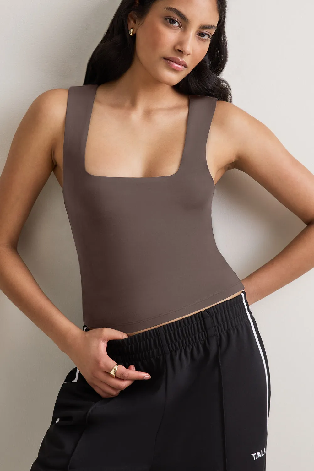 365 Square Neck Vest - Mocha Brown sold by TALA