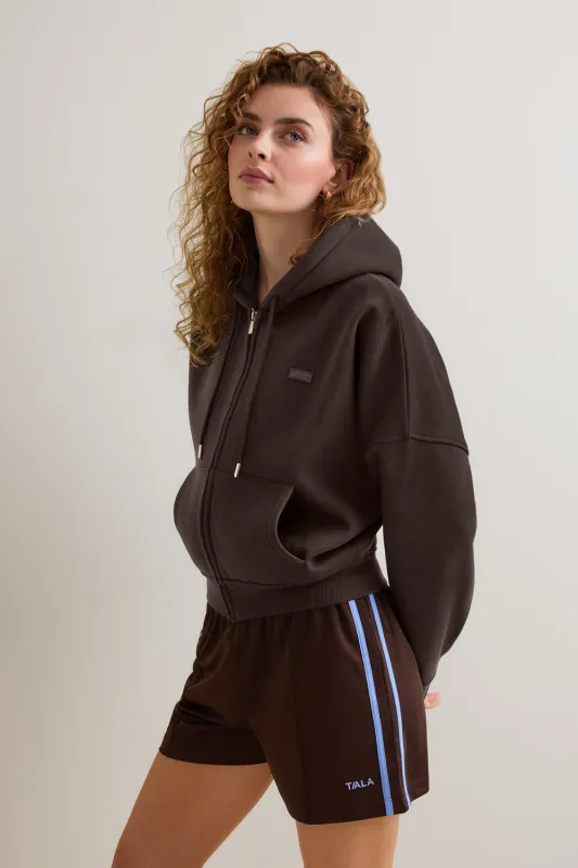 Oversized Cocoon Zip Through Hoodie - Americano made by TALA