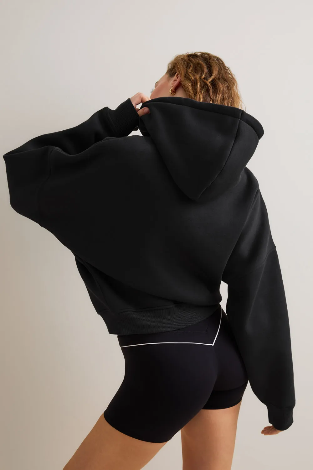 Oversized Cocoon Zip Through Hoodie - Vintage Black sold by TALA product image thumbnail 4