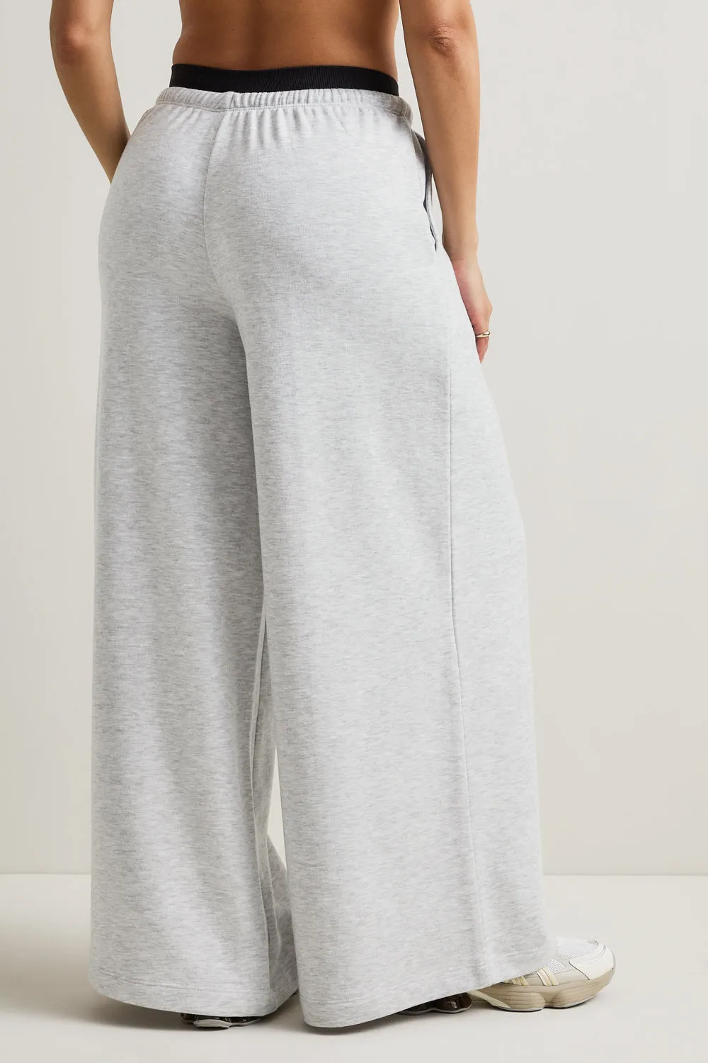 Mid Rise Pintuck Ultra Wide Leg Jogger - Grey Marl sold by TALA product image thumbnail 4