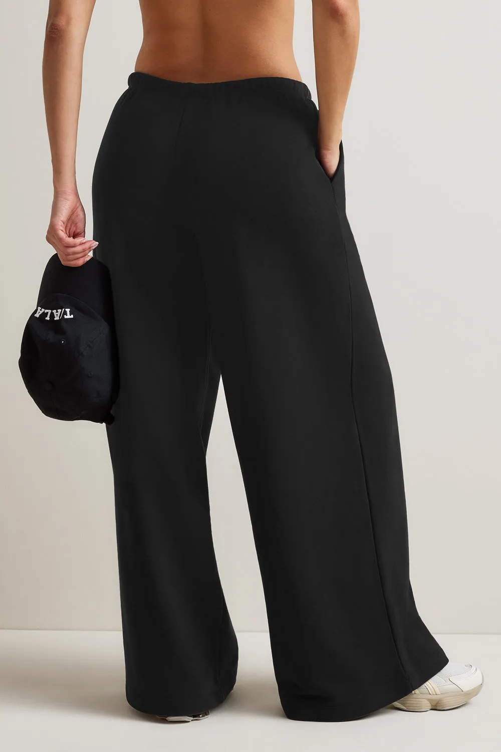 Mid Rise Pintuck Ultra Wide Leg Jogger - Black sold by TALA product image thumbnail 3