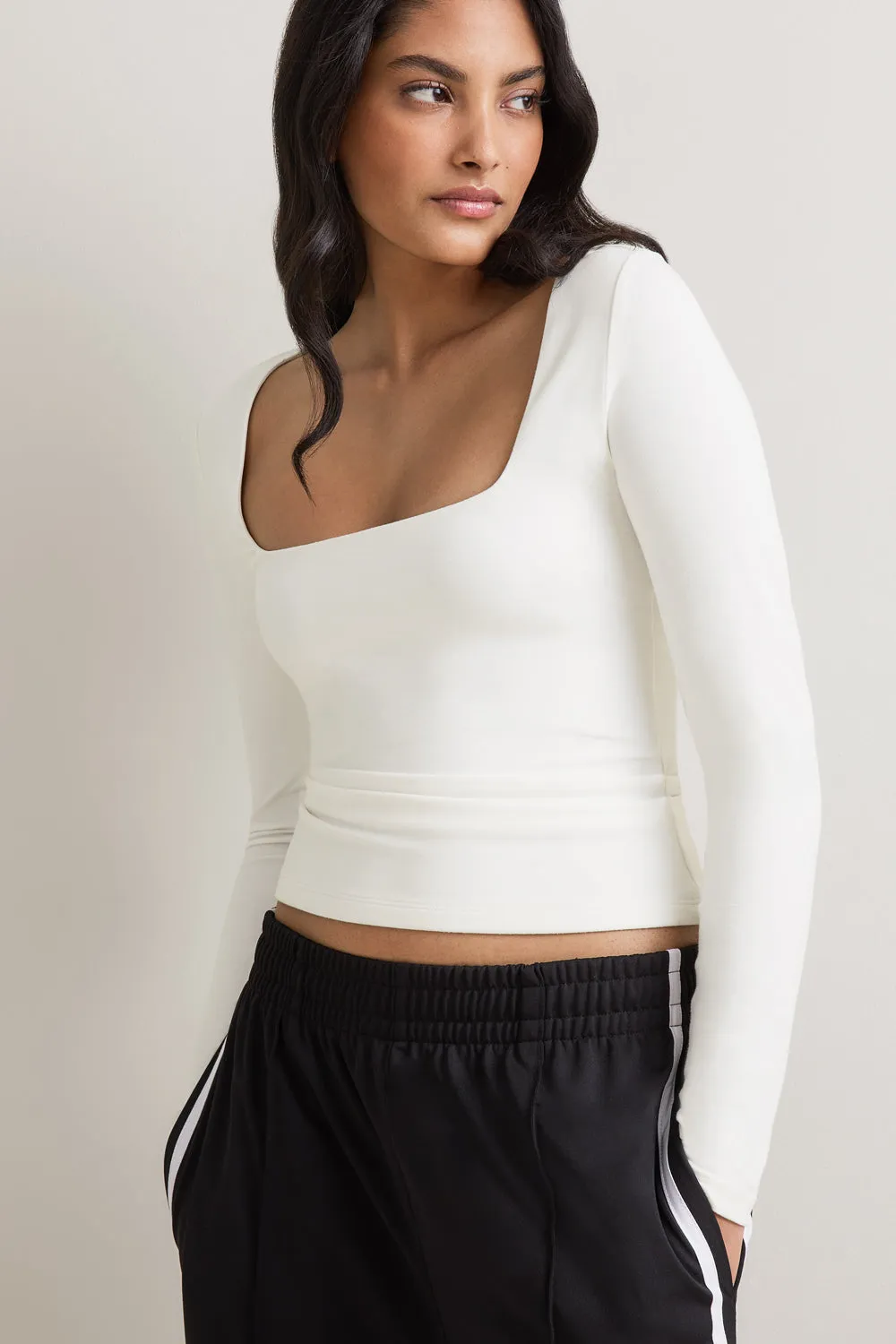 365 Square Neck Long Sleeve Top - Coconut Milk sold by TALA product image thumbnail 3